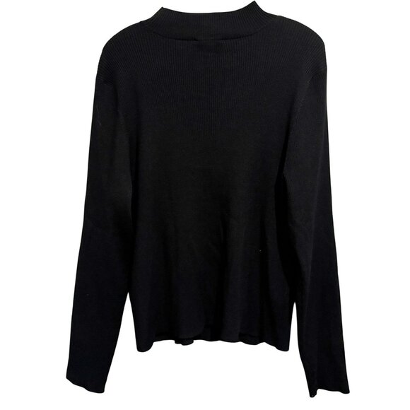 Bar III Black Stretch Ribbed Plus Size 4X Chest Cutout Long Sleeve Sweater NEW - Picture 4 of 7